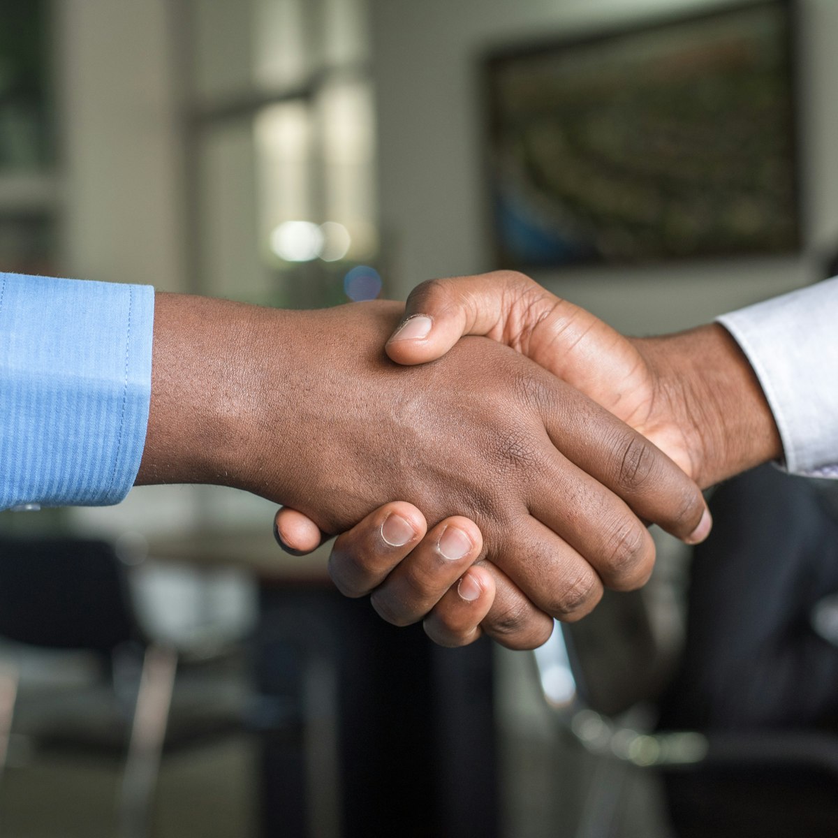 Poignée de main entre deux partenaires professionnels